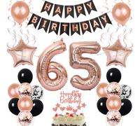 Ballon Anniversaire 65 Ans Décoration Rose Or Noir - Femme - Gâteau