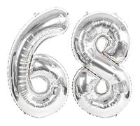 Ballon Anniversaire 68 Ans argenté, 100 CM Ballon Chiffre Numéro 68 argenté Décoration Anniversaire 68 Ans Décoration Fête Vole Grâce à l'Hèlium Happy Birthday Deco Ballons 68 Ans Anniversaire