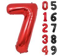 Ballon Anniversaire 7 Ans Rouge, 101cm Chiffre 7 Ballon Anniversaire Rouge Hélium Mylar Ballons pour Enfant Garçon Fille Décorations de Fêtes D'anniversaires (Chiffre 7)