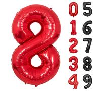 Ballon Anniversaire 8 Ans Rouge, 101cm Chiffre 8 Ballon Anniversaire Rouge Hélium Mylar Ballons pour Enfant Garçon Fille Décorations de Fêtes D'anniversaires (Chiffre 8)