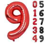 Ballon Anniversaire 9 Ans Rouge, 101cm Chiffre 9 Ballon Anniversaire Rouge Hélium Mylar Ballons pour Enfant Garçon Fille Décorations de Fêtes D'anniversaires (Chiffre 9)