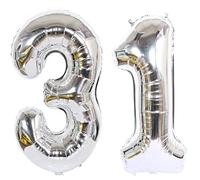 Ballon Anniversaire Argenté 31 Ans - 100 CM Ballon Chiffre Numéro - Décoration Fête Vole Grâce à l'Hèlium - Happy Birthday