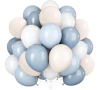 Ballon Anniversaire Bleu Brouillard Blanc, 60 Pièces Ballon Bleu Poussiéreux Blanc, 12 Pouces Ballon Bluey Décoration pour Anniversaire, Baptême Garcon, Baby Shower, Mariage, Fiançailles