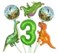 Ballon Anniversaire Dinosaure 3 Ans, 6 Pièces Ballon Helium Dinosaures, Décoration Dinosaure Anniversaire 3 Ans, Ballons Dino pour Enfants Anniversaires Babyparty Jungle Party
