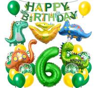 Ballon Anniversaire Dinosaure 6 Ans, XXL Décorations de Fête de Dinosaure, Decoration Anniversaire Garcon 6 Ans, Ballons avec Happy Birthday Bannière pour Dino Thème Decoration