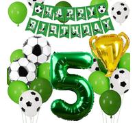 Ballon Anniversaire Football 5 Ans, Football Anniversaire Décoration 5 Ans Enfants, Décorations de Fête de Football, Ballon Vert Anniversaire 5 pour Anniversaire Sports Thème Decoration