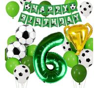 Ballon Anniversaire Football 6 Ans, Football Anniversaire Décoration Enfants, Décorations de Fête , Ballon Vert 6 Ans pour Sports Thème