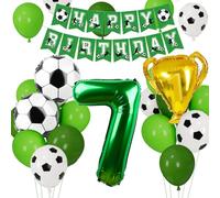 Ballon Anniversaire Football 7 Ans, Football Anniversaire Décoration Enfants, Décorations de Fête, Ballon Vert 7 Ans pour Sports Thème