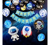 Ballon Anniversaire Garcon Décorations Kit 38 PCS Space Astronaute Arche Ballon Happy Birthday Decoration Aluminium Espace ThèMe Anniversaire 1an Garcon Astronaute Fusée Pour Enfants,BLUE