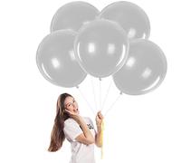 Ballon Argent,5 Pièces 18 Pouces Ballons de Baudruche,Ballon Anniversaire,Ballons Argent en Latex Mat Helium Gonflable de Fete,Mariage,Baby Shower,Anniversaire Decoration pour Femmes Garçons