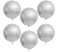 Ballon Argenté 4D, 6 Pièces Grand Ballon Argenté, 22 Pouces Ballons Aluminium Rond, Aluminium Argentés 4D, pour Mariages, Anniversaires, Baby Shower Décoration