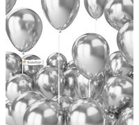 Ballon Argenté BIO XXL Métallique Brillant • 25 Pièces • Made in EU • Ø38cm • Certifié Durable • 100% Latex Naturel • Adapté à l'Hélium • Pour Anniversaire