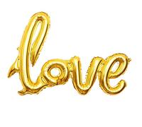 Ballon avec inscription « Love » - 105 cm - Décoration XXL - Pour fiançailles, mariage, cadeau, anniversaire ou fête « Just married I love you Mr Mrs Liebe Ballons Bride Love » (doré)