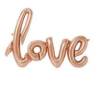 Ballon avec inscription « Love » - 105 cm - Décoration XXL - Pour fiançailles, mariage, cadeau, anniversaire ou fête « Just married I love you Mr Mrs Liebe Ballons Bride Love » (or rose)