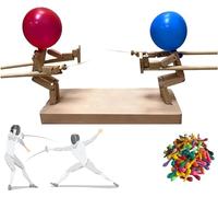 Ballon Bamboo Man Grande Guerre - 2024 Nouvelle marionnette d'escrime en Bois à la Main, Jeu de Combat de Robot en Bois pour 2 Joueurs, Jeu de société de Ballon Rapide, 120 Ballons