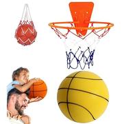 Ballon Basket Silencieux Et Ensemble De Cerceaux, Basket-Ball Silencieux Fixé Au Mur avec Panier De Basket Interieur, Ballon en Mousse éLastique pour Exercices Et ActivitéS à Domicile (*D,L)