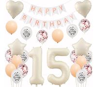 Ballon blanc rétro 15e anniversaire fille Set deco,Décoration 15e anniversaire fille,Ballons 15e anniversaire fille Décoration anniversaire 15 ans fille Ballon blanc 15e anniversaire rétro blanc