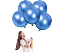 Ballon Bleu,5 Pièces 18 Pouces Ballons de Baudruche,Ballon Anniversaire,Ballons Bleu en Latex Métallique Helium Gonflable de Fete,Mariage,Baby Shower,Anniversaire Decoration pour Femmes Garçons