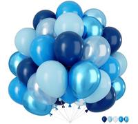 Ballon Bleu, 60 Pièces Ballon de Baudruche Bleu Clair, Latex Ballons Anniversaire Bleus, Bleu Nuit Macaron Bleus Guirlande de Ballons Pour Mariage Anniversaire Baby Shower Baptême Fête de Décorations