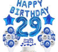 Ballon bleu Décoration 29 ans anniversaire homme Ballon transparent 29 Décoration gâteau 29 ans anniversaire homme Déco happy birthday guirlande Bleu Décoration anniversaire 29 ans homme Ballon