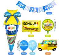 Ballon Bleu Scolaire De Bannières Pour Garçon, Bleu Abc 123 Latex Ballons + La Rentrée Scolaire Banderole Décoration,Bleu Star Guirlandes 4 Mètre, Pour L'Entrée Scolaire Garçon Décor