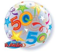 Ballon Bubble étoiles 50 56 Cm 22 Qualatex© - Multicolores - Diamètre: 22 / 56 cm or G