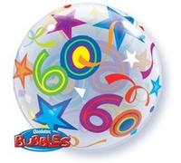 Ballon Bubble étoiles 60 56 Cm 22 Qualatex© - Multicolores - Diamètre: 22 / 56 cm or G