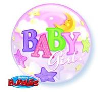 Ballon Bubble Lunes Et étoiles baby Girl 56 Cm 22 Qualatex© - Rose - Diamètre: 22 / 56 cm Rose G