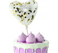 Ballon Cake Topper Heart Gold Confetti Birthday Decoration