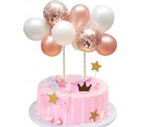 Ballon Cake Topper Rose Gold White Birthday Party Decoration