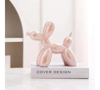Ballon chien figure céramique nature beige l Figure décorative abstraite 11 cm dans le style scandinave pour salon, bureau & cadeau l Sculpture d'art moderne