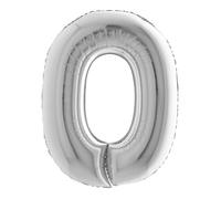 Ballon Chiffre 0 - GRABO - 102 cm - Aluminium - Argent - Gonflable à l'hélium