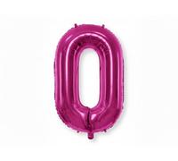 Ballon Chiffre 0 Rose Fuchsia Aluminium Mylar 60 cm - Ballon Métallisé à Gonfler à l’Air ou à l’Hélium - Décoration Anniversaire Fête et Événement Rose Flashy