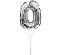 ballon chiffre 0 tige papier gâteau 15cm argent - sud trading cd4170+00 Gris G