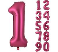 Ballon chiffre 1 - 101 cm - Vin rouge - 1 feuille bordeaux - hélium - Grands ballons pour anniversaire, fête, anniversaire de mariage (numérique 1)