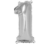 Ballon Chiffre 1, 40cm, 1pce. , argent