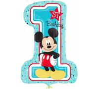 Amscan Ballon aluminium Mickey 1er anniversaire (chiffre) 48x71 cm Bleu