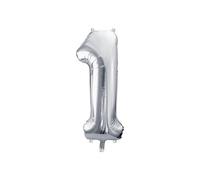 Ballon Chiffre 1 Argent Aluminium Mylar 60 cm - Ballon Métallisé à Gonfler à l’Air ou à l’Hélium - Décoration Anniversaire Fête et Événement Silver