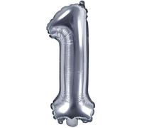 PartyDeco Ballon Chiffre 1 SKYLANTERN Argent 35 cm