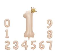 Ballon Chiffre 1 Helium Anniversaire Beige Chiffres 1 ans Abricot Ballon Numéro 1 an Birthday XXL 100cm