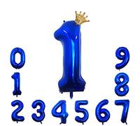 Ballon Chiffre 1 Helium Anniversaire Bleu foncé Chiffres 1 ans Bleu Ballon Numéro 1 an Birthday XXL 100cm