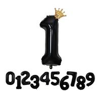 Ballon Chiffre 1 Helium Anniversaire Noir Chiffres 1 ans Noir Ballon Numéro 1 ans Birthday XXL 100cm