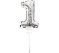 ballon chiffre 1 tige papier gâteau 15cm argent - sud trading cd4170+01 Gris G