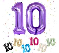 Ballon chiffre 10, Ballons chiffres 10 violets, Ballons hélium 101 cm chiffre 10, Ballon pour 10e anniversaire, Ballons chiffres 10 numériques pour décoration de fête d'anniversaire du 10e