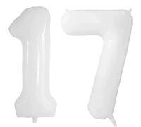 Ballon Chiffre 17/71 Blanc Anniversaire Numero 17/71 Deco Birthday, Number 17/71 Ballon Party Deco Soutenir helium - 40pouces