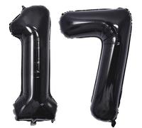Ballon Chiffre 17/71 Noir Anniversaire Numero 17/71 Deco Birthday, Number 17/71 Ballon Party Deco Soutenir helium - 40pouces