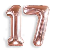Ballon Chiffre 17 Rose Gold Géant: 40 Pouces 101 cm Grand Ballons Anniversaire Rosegold Numero 17 ans à Hélium Ballon de Baudruche Mylar Décoration
