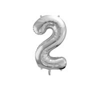 Ballon chiffre 2 argent 86 cm - ballon hélium décoration anniversaire