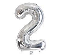 Ballon Chiffre 2 Argent Anniversaire Numero 2 Deco Birthday, Number 2 Ballon Party Deco Soutenir helium - 100CM