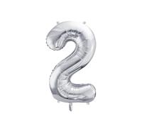 Ballon Chiffre 2 Argenté 72 cm - Ballon Aluminium Géant - Gonflable Air ou Hélium - Décoration Anniversaire et Fête - Chiffres 0 1 2 3 4 5 6 7 8 9 - 10 20 30 40 50 60 70 80 90 100